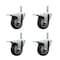 Service Caster 4 Inch Thermoplastic  Rubber Swivel 34 Inch Threaded Stem Caster Set with Total Lock Brake SCC-TSTTL20S414-TPRB-34212-4 - alternate 1